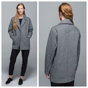 Lululemon Cozy Car Coat Heathered Speckled Black Sz6